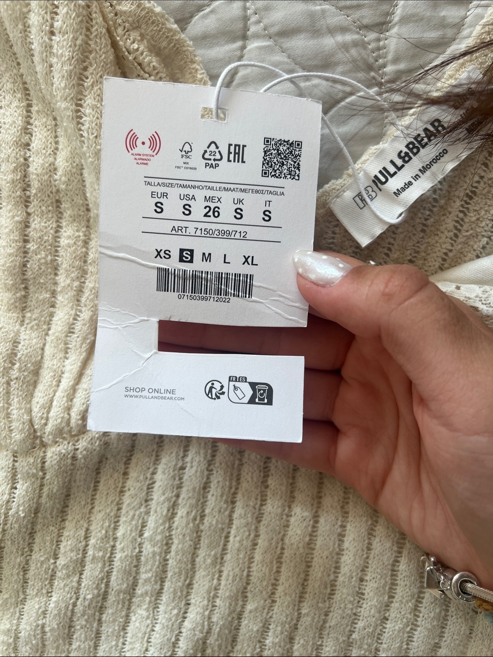 Pull&Bear Cream Ribbed V‑Neck Tank Top - Picture 4 of 5